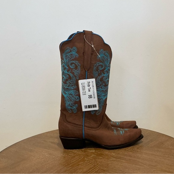 FERRINI WOMEN'S ELLA CROSS WESTERN BOOTS - BROAD SQUARE TOE - Picture 6 of 6